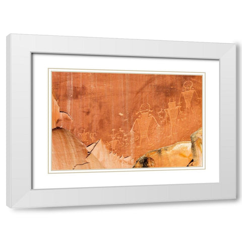 UT-Capitol Reef National Park-Fremont petroglyphs White Modern Wood Framed Art Print with Double Matting by Wild, Jamie and Judy