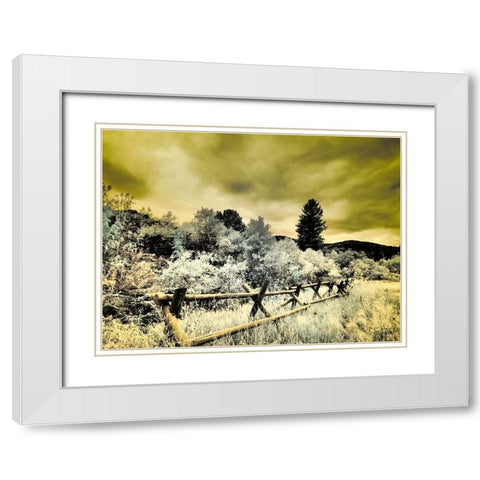 USA-Utah-Infrared of the Logan Pass area with split rai fence White Modern Wood Framed Art Print with Double Matting by Eggers, Terry