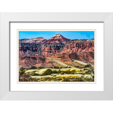 Colorful Red Canyon-Castle Valley-I-70 Highway-Utah White Modern Wood Framed Art Print with Double Matting by Perry, William