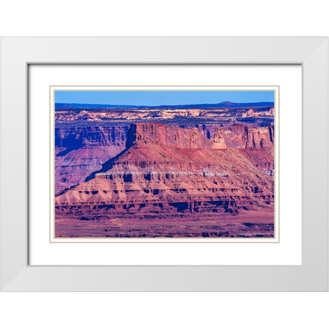 Red Rock Canyons Overlook- Canyonlands National Park- Moab- Utah. Green Canyon. White Modern Wood Framed Art Print with Double Matting by Perry, William