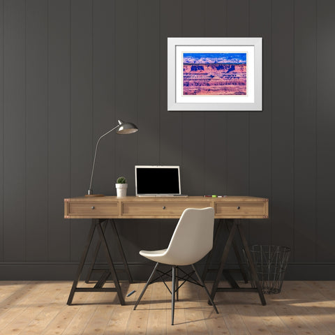 Red Rock Canyons Overlook- Canyonlands National Park- Moab- Utah. Green Canyon. White Modern Wood Framed Art Print with Double Matting by Perry, William