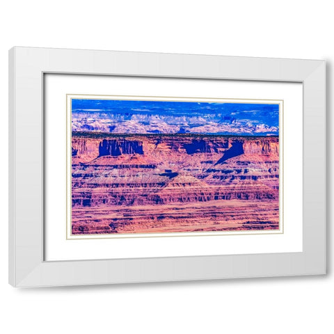 Red Rock Canyons Overlook- Canyonlands National Park- Moab- Utah. Green Canyon. White Modern Wood Framed Art Print with Double Matting by Perry, William