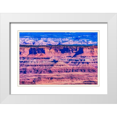 Red Rock Canyons Overlook- Canyonlands National Park- Moab- Utah. Green Canyon. White Modern Wood Framed Art Print with Double Matting by Perry, William