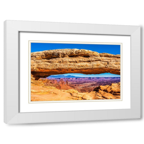 Mesa Arch- Red Rock Canyons- Canyonlands National Park- Moab- Utah. White Modern Wood Framed Art Print with Double Matting by Perry, William