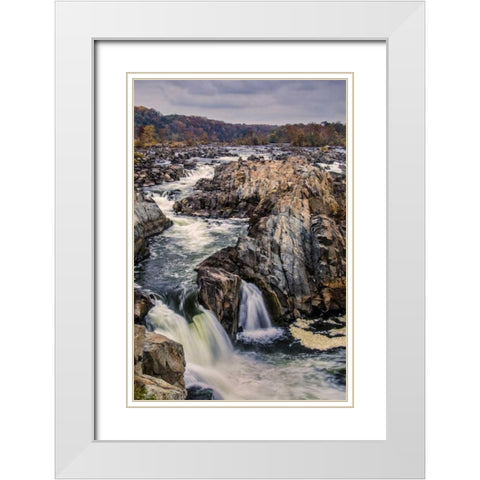 Virginia, Great Falls Rapids on Potomac River White Modern Wood Framed Art Print with Double Matting by OBrien, Jay