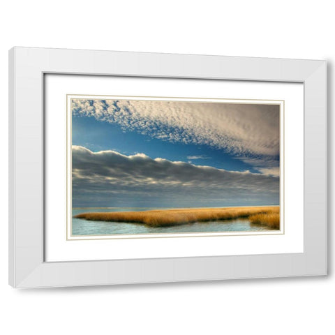 Virginia Cloudy scenic on Chincoteague Island White Modern Wood Framed Art Print with Double Matting by OBrien, Jay