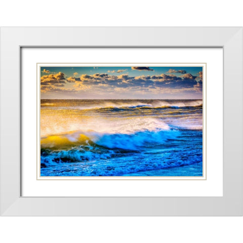 VA, Chincoteague Isl Shoreline scenic at sunrise White Modern Wood Framed Art Print with Double Matting by OBrien, Jay
