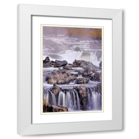 Virginia, McLean Stream in Great Falls SP White Modern Wood Framed Art Print with Double Matting by OBrien, Jay