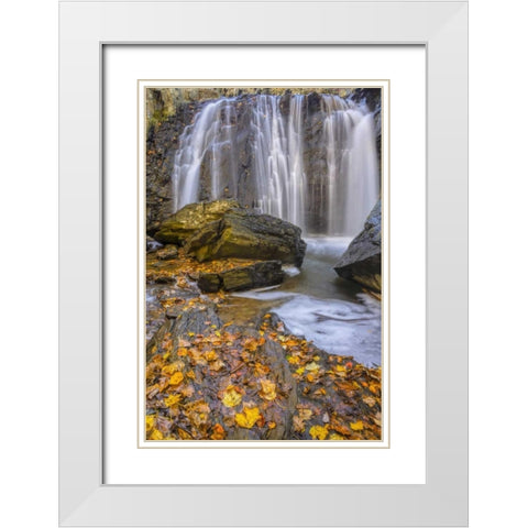 Virginia, McLean Waterfall in Great Falls SP White Modern Wood Framed Art Print with Double Matting by OBrien, Jay