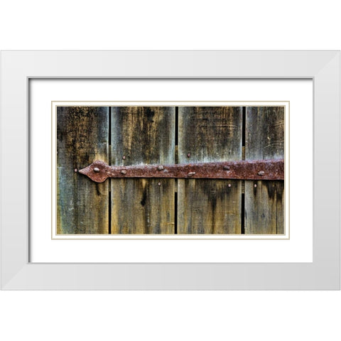 VA, Roanoke, Explore Park Rusty barn door brace White Modern Wood Framed Art Print with Double Matting by Paulson, Don
