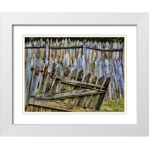 VA, Roanoke, Explore Park Sagging fence and gate White Modern Wood Framed Art Print with Double Matting by Paulson, Don