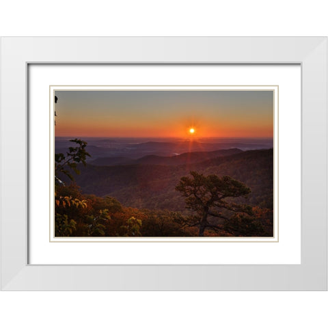 USA-Virginia-Shenandoah National Park-Sunrise along Skyline Drive in the Fall White Modern Wood Framed Art Print with Double Matting by Looney, Hollice