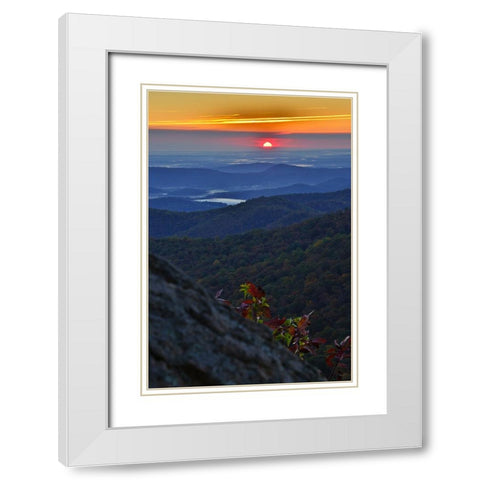 USA-Virginia-Shenandoah National Park-Sunrise along Skyline Drive in the Fall White Modern Wood Framed Art Print with Double Matting by Looney, Hollice