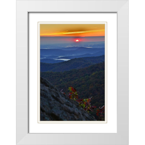 USA-Virginia-Shenandoah National Park-Sunrise along Skyline Drive in the Fall White Modern Wood Framed Art Print with Double Matting by Looney, Hollice