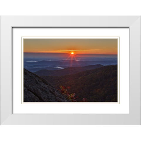 USA-Virginia-Shenandoah National Park-Sunrise along Skyline Drive in the Fall White Modern Wood Framed Art Print with Double Matting by Looney, Hollice