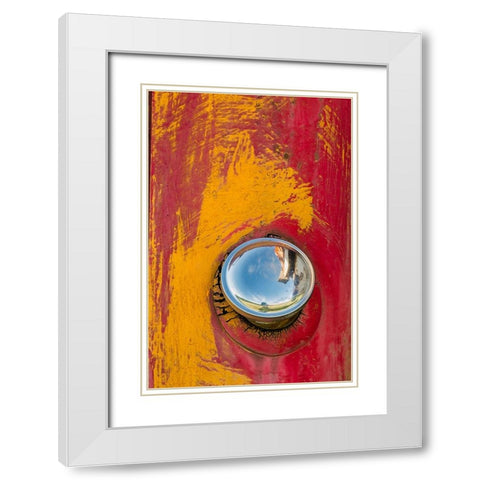 Gas cap on old abandoned truck-Palouse region of eastern Washington State White Modern Wood Framed Art Print with Double Matting by Jones, Adam