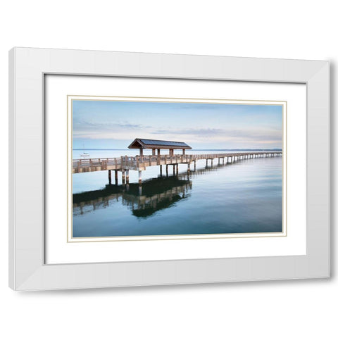 Boulevard Park Boardwalk-Taylor Dock on Bellingham Bay-Bellingham White Modern Wood Framed Art Print with Double Matting by Majchrowicz, Alan