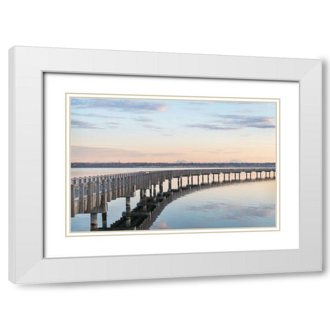 Boulevard Park Boardwalk-Taylor Dock on Bellingham Bay-Bellingham-Washington State White Modern Wood Framed Art Print with Double Matting by Majchrowicz, Alan