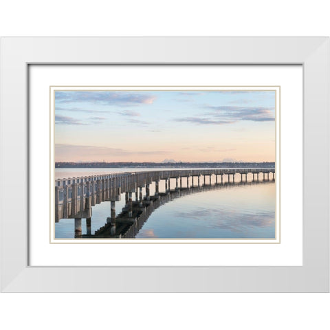 Boulevard Park Boardwalk-Taylor Dock on Bellingham Bay-Bellingham-Washington State White Modern Wood Framed Art Print with Double Matting by Majchrowicz, Alan