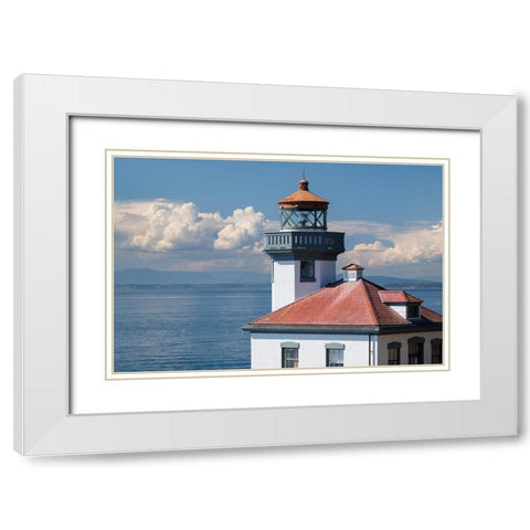 Lime Kiln Lighthouse-Lime Kiln Point State Park-San Juan Island-Washington State White Modern Wood Framed Art Print with Double Matting by Majchrowicz, Alan