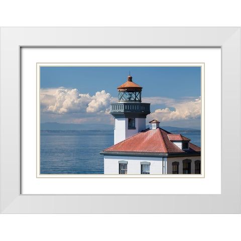 Lime Kiln Lighthouse-Lime Kiln Point State Park-San Juan Island-Washington State White Modern Wood Framed Art Print with Double Matting by Majchrowicz, Alan