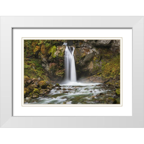 Lazy Bear Falls-Mount Baker-Snoqualmie National Forest-North Cascades-Washington State White Modern Wood Framed Art Print with Double Matting by Majchrowicz, Alan