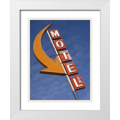 Washington, Cle Elum Detail of plain motel sign White Modern Wood Framed Art Print with Double Matting by Ross, Nancy ,  Steve