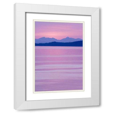 WA, San Juans, view over Haro Straight at sunset White Modern Wood Framed Art Print with Double Matting by Paulson, Don