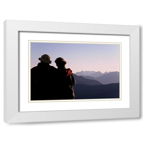 WA, Mount Baker Two women view mountain scenery White Modern Wood Framed Art Print with Double Matting by Paulson, Don