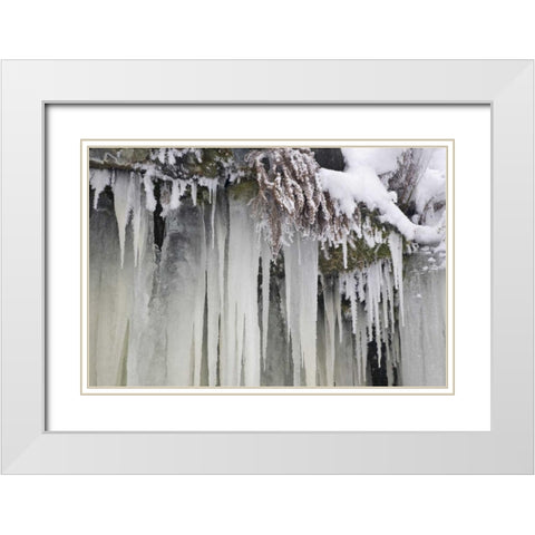 Washington, Leavenworth Icicles and snow White Modern Wood Framed Art Print with Double Matting by Paulson, Don