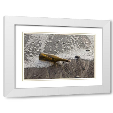 WA, Olympic NP Message in a bottle on shore White Modern Wood Framed Art Print with Double Matting by Paulson, Don