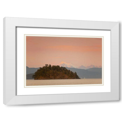 WA, San Juans, Cypress Island Two sailboats White Modern Wood Framed Art Print with Double Matting by Lord, Fred