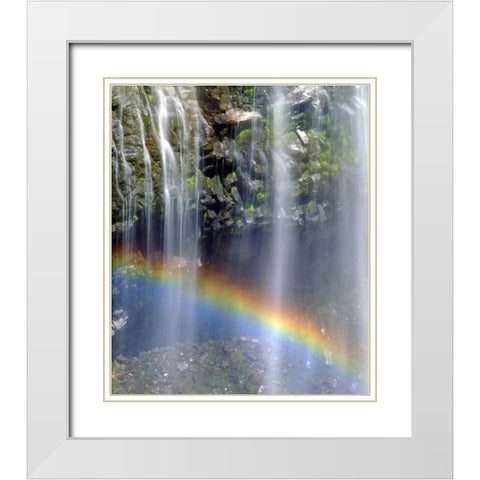 WA, Mount Rainer NP Rainbow at a waterfall White Modern Wood Framed Art Print with Double Matting by Talbot Frank, Christopher