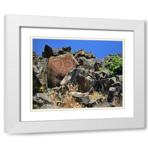 WA, Columbia GorgeTsagaglalal petroglyph White Modern Wood Framed Art Print with Double Matting by Terrill, Steve