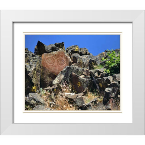 WA, Columbia GorgeTsagaglalal petroglyph White Modern Wood Framed Art Print with Double Matting by Terrill, Steve