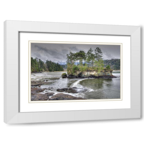 WA, Salt Creek Landscape of island in river White Modern Wood Framed Art Print with Double Matting by Shimlock, Jones