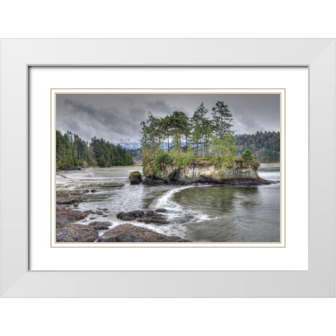 WA, Salt Creek Landscape of island in river White Modern Wood Framed Art Print with Double Matting by Shimlock, Jones