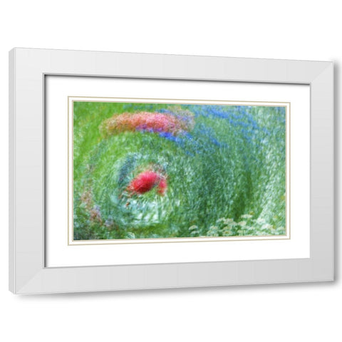 WA, Whidbey Isl Montage of flowers and greenery White Modern Wood Framed Art Print with Double Matting by Bush, Marie