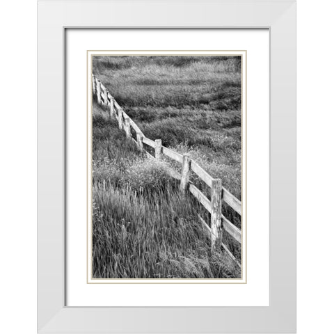 Washington Wooden fence in the Palouse country White Modern Wood Framed Art Print with Double Matting by Flaherty, Dennis