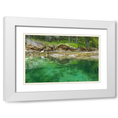 WA, San Juans Secluded bay on Sucia Island White Modern Wood Framed Art Print with Double Matting by Paulson, Don