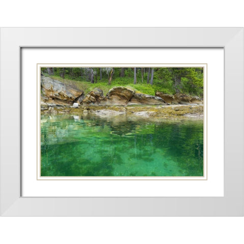 WA, San Juans Secluded bay on Sucia Island White Modern Wood Framed Art Print with Double Matting by Paulson, Don