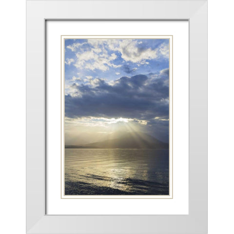 Washington, Seabeck God rays over Hood Canal White Modern Wood Framed Art Print with Double Matting by Paulson, Don