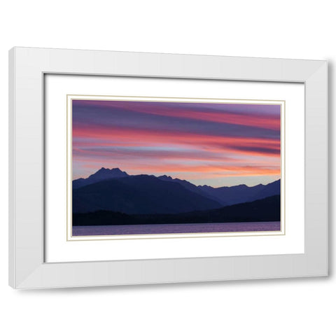 WA, Seabeck Olympic Mountains and Hood Canal White Modern Wood Framed Art Print with Double Matting by Paulson, Don