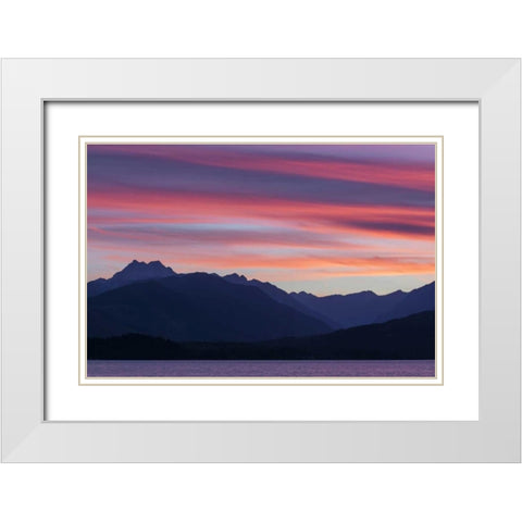 WA, Seabeck Olympic Mountains and Hood Canal White Modern Wood Framed Art Print with Double Matting by Paulson, Don