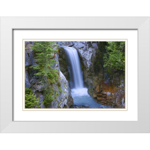 WA, Mount Rainier NP Christine Falls scenic White Modern Wood Framed Art Print with Double Matting by Delisle, Gilles