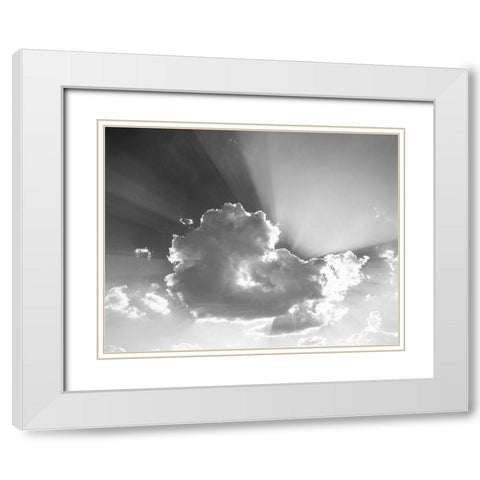 Washington God rays stream from behind cloud  White Modern Wood Framed Art Print with Double Matting by Jaynes Gallery