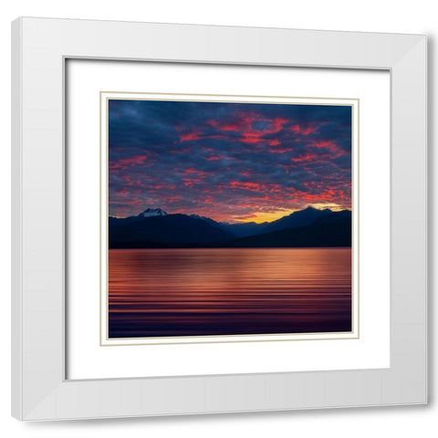 Washington State-Seabeck Sunset over Hood Canal White Modern Wood Framed Art Print with Double Matting by Jaynes Gallery