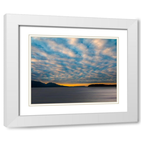 Washington-Seabeck Cloudy sunset on Hood Canal  White Modern Wood Framed Art Print with Double Matting by Jaynes Gallery