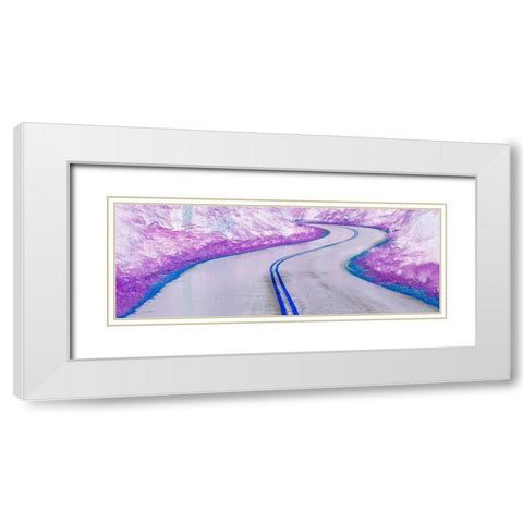 Washington State-Olympic National Park Panoramic abstract of curving park road White Modern Wood Framed Art Print with Double Matting by Jaynes Gallery