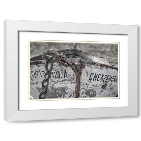 Washington State-Port Townsend BandW of boat bow  White Modern Wood Framed Art Print with Double Matting by Jaynes Gallery